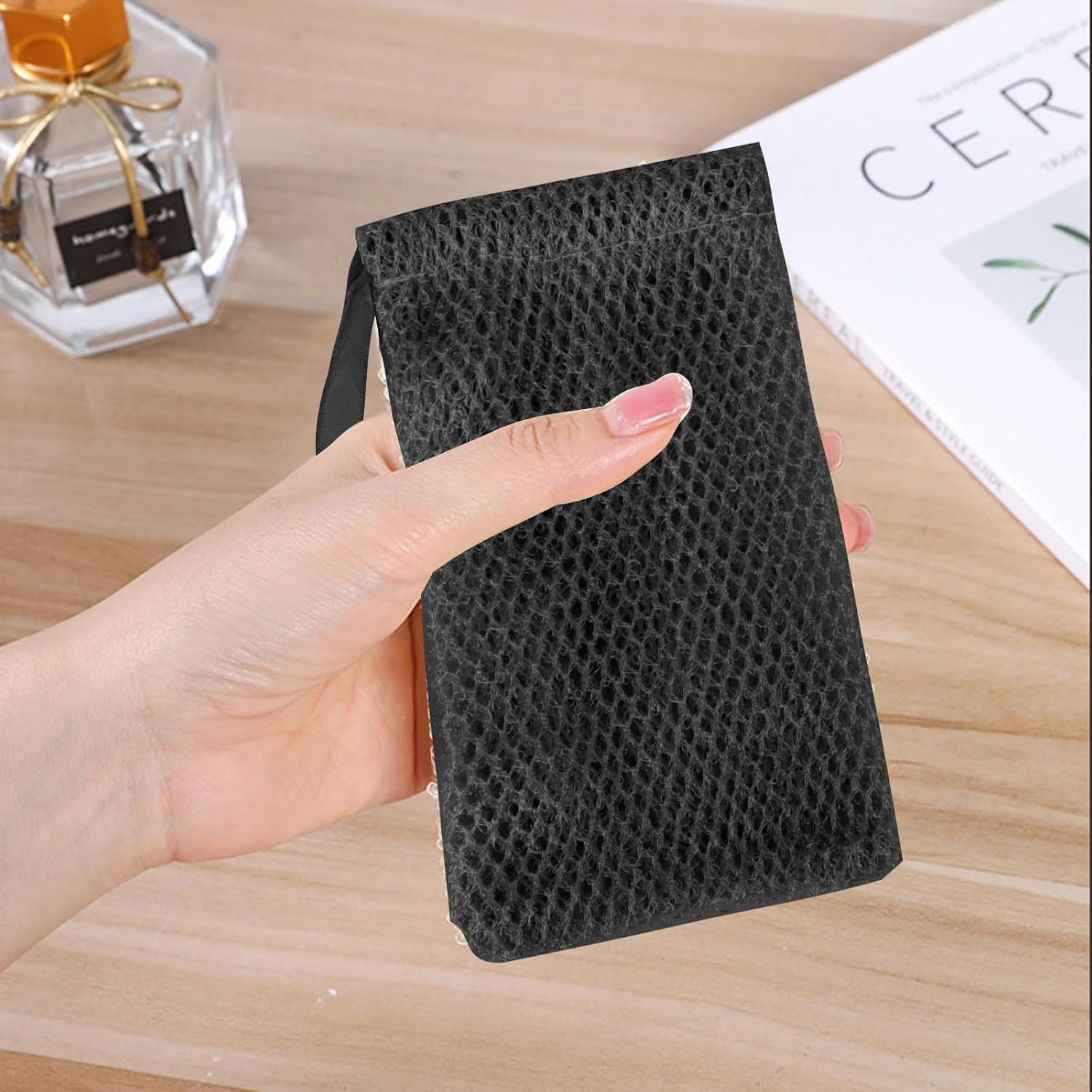 Reignsword 4 Pack Soap Saver Bag for Bar Soap, Exfoliating Mesh Soap Pouch with Drawstring Closure, Foaming and Drying Soap Bag for Shower (Black) image number 2