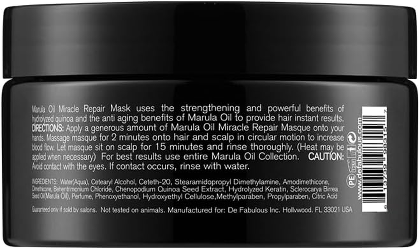 De Fabulous Marula Oil Miracle Repair Masque by De Fabulous for Unisex - 8.5 Oz Masque, 1 Count