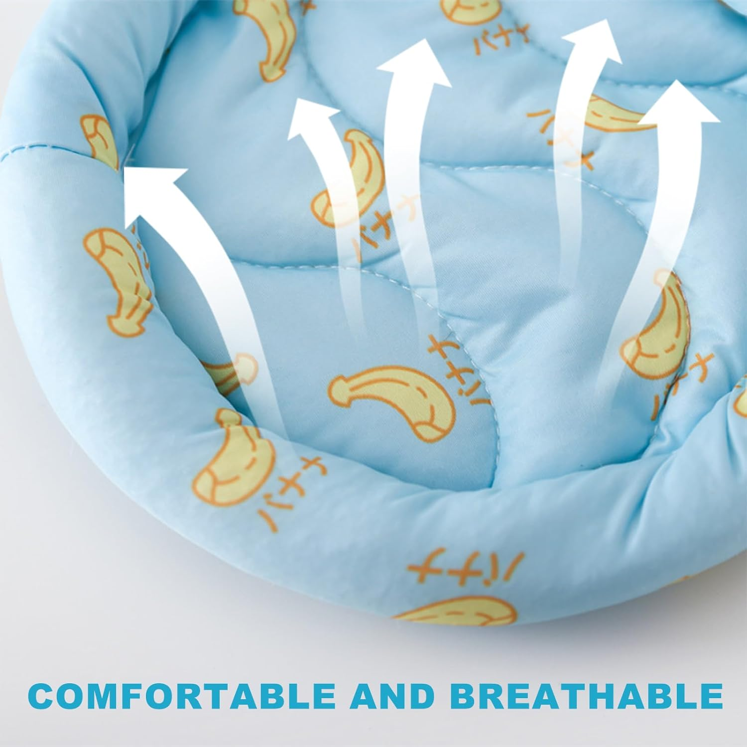 KASESSS Small Pet Cooling Mat, Small Animal Cool Mat, round Cooling Pads, Ice Pet Cool Mat, 20.5Cm Diameter Summer Ice Silk Sleeping Bed Pad for Rabbit Bunny Hamster Guinea Pigs, Lightweight, Blue image number 2