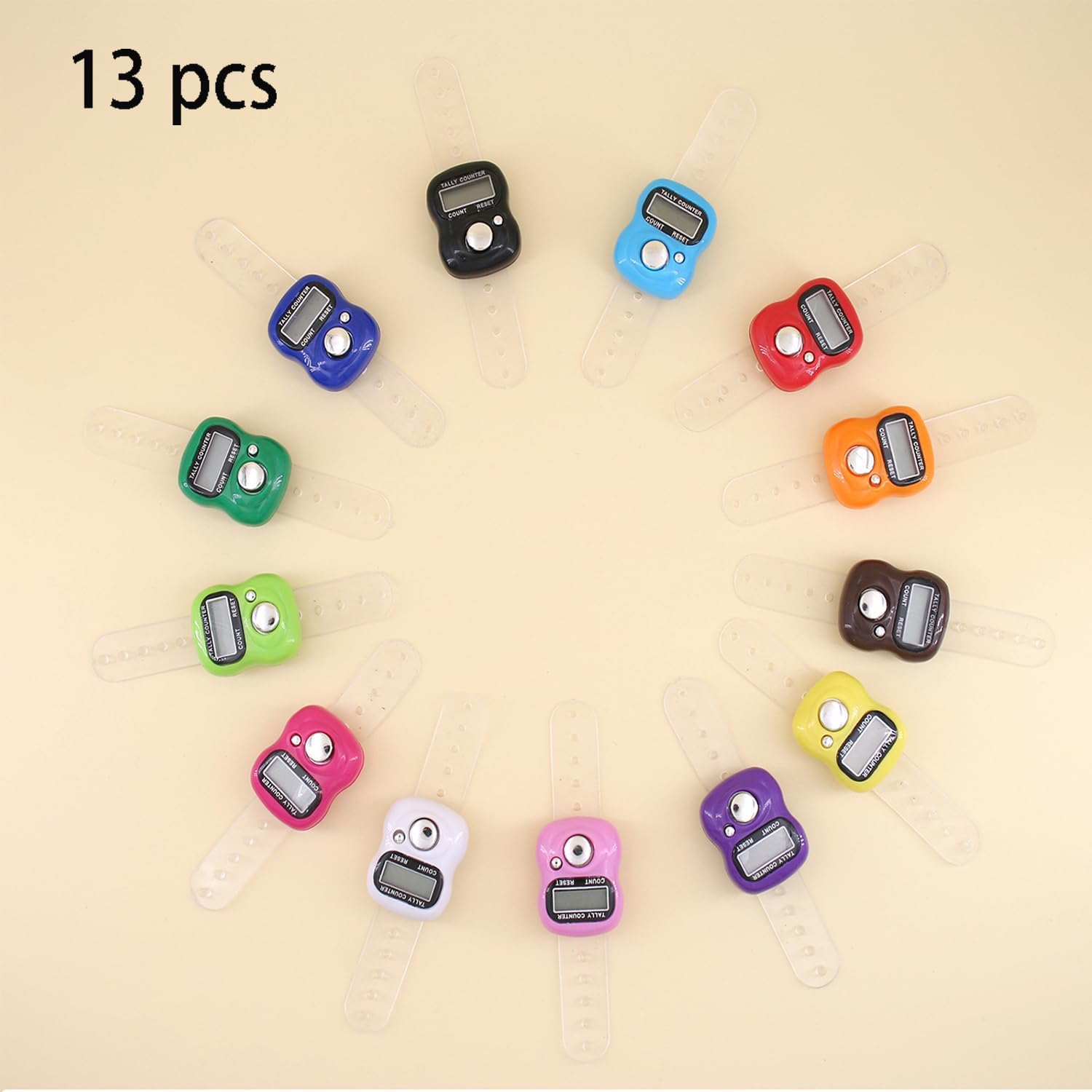 Roczential Clicker Counter Counters Electronic Finger Tally Counter 13 Pcs Electronic Finger Tally Counter Mini LCD Digital Display Handheld Pitch Clicker Mini LCD Digital Display Tally Counter image number 6