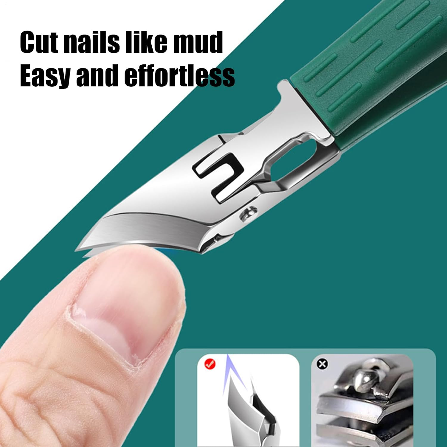 Angled Nail Clippers | Nail Cutting Clippers,Wide Jaw Anti-Splash Stainless Steel Cuticle Remover, Pedicure Tools for Trimming image number 3