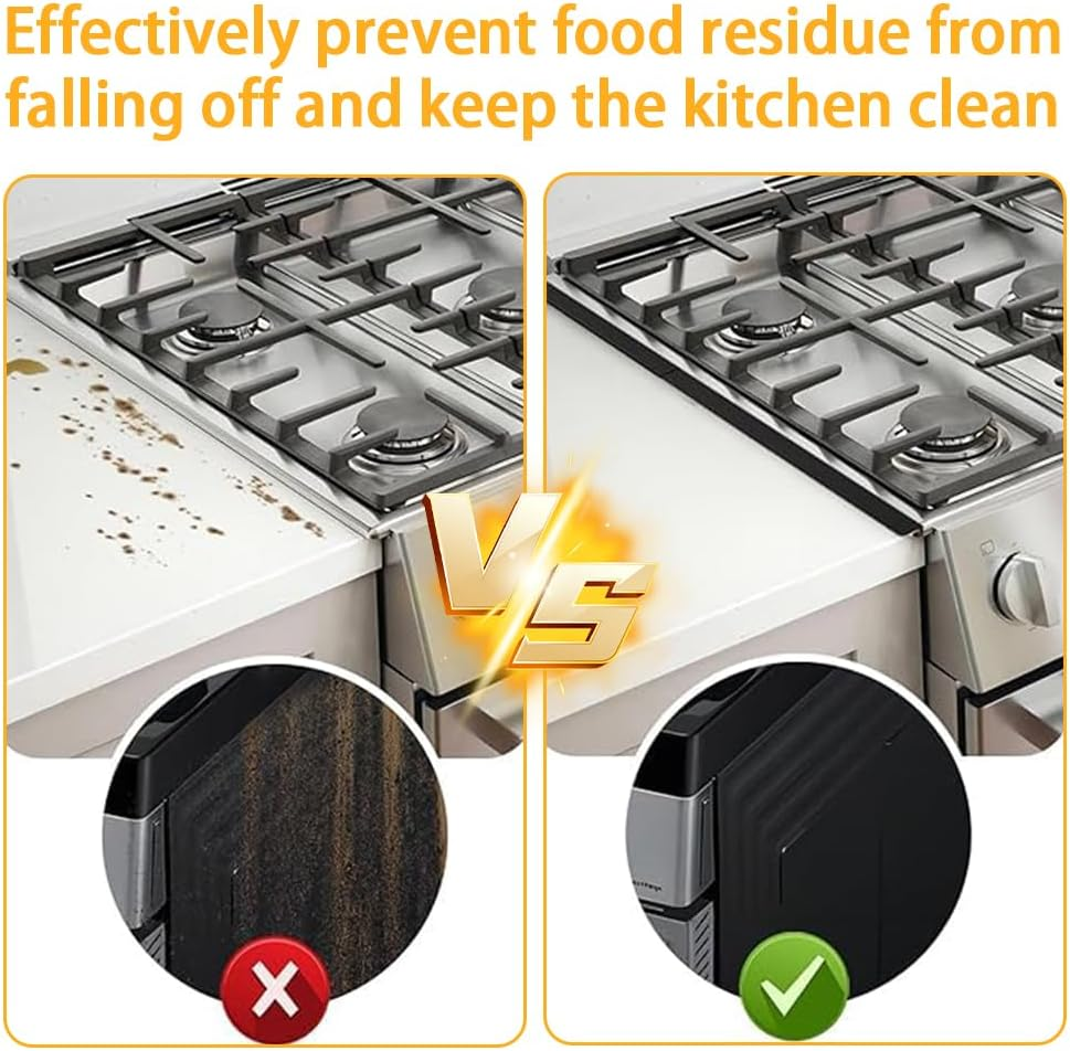2PACK Stainless Steel Stove Counter Gap Cover, Stove Gap Guard, Stove Gap Filler for Kitchen, Range Trim Kit Easy Clean Heat Resistant, Adjustable Length 35 to 70Cm image number 2