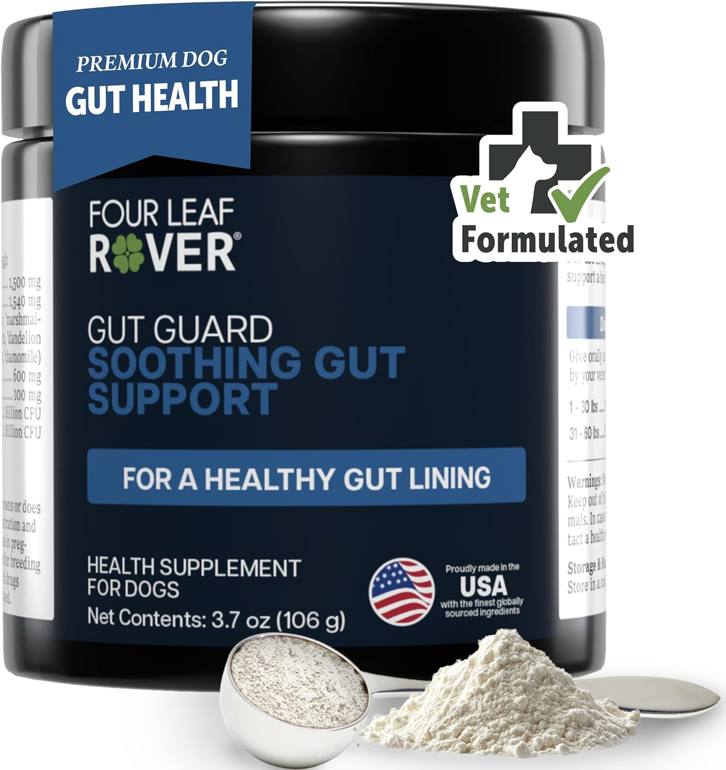 Four Leaf Rover: Gut Guard - Dog Probiotics, Prebiotics and Organic Herbs for Gut Health and Immune Support - up to 60 Servings, Depending on Dog&rsquo;S Weight - Vet Formulated - for All Breeds image number 3