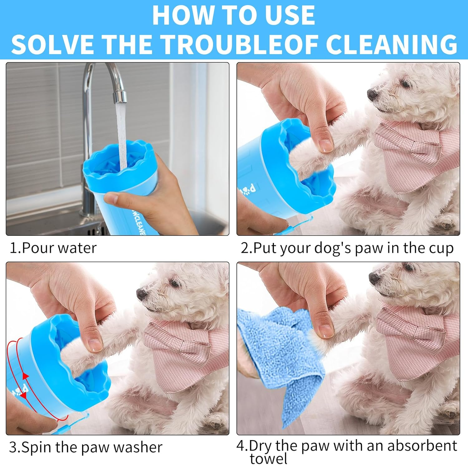 Dog Paw Cleaner, Washer, Muddy Pet Foot Cleaner for Small Medium Large Breed Dogs/Cats (S, Blue) image number 4