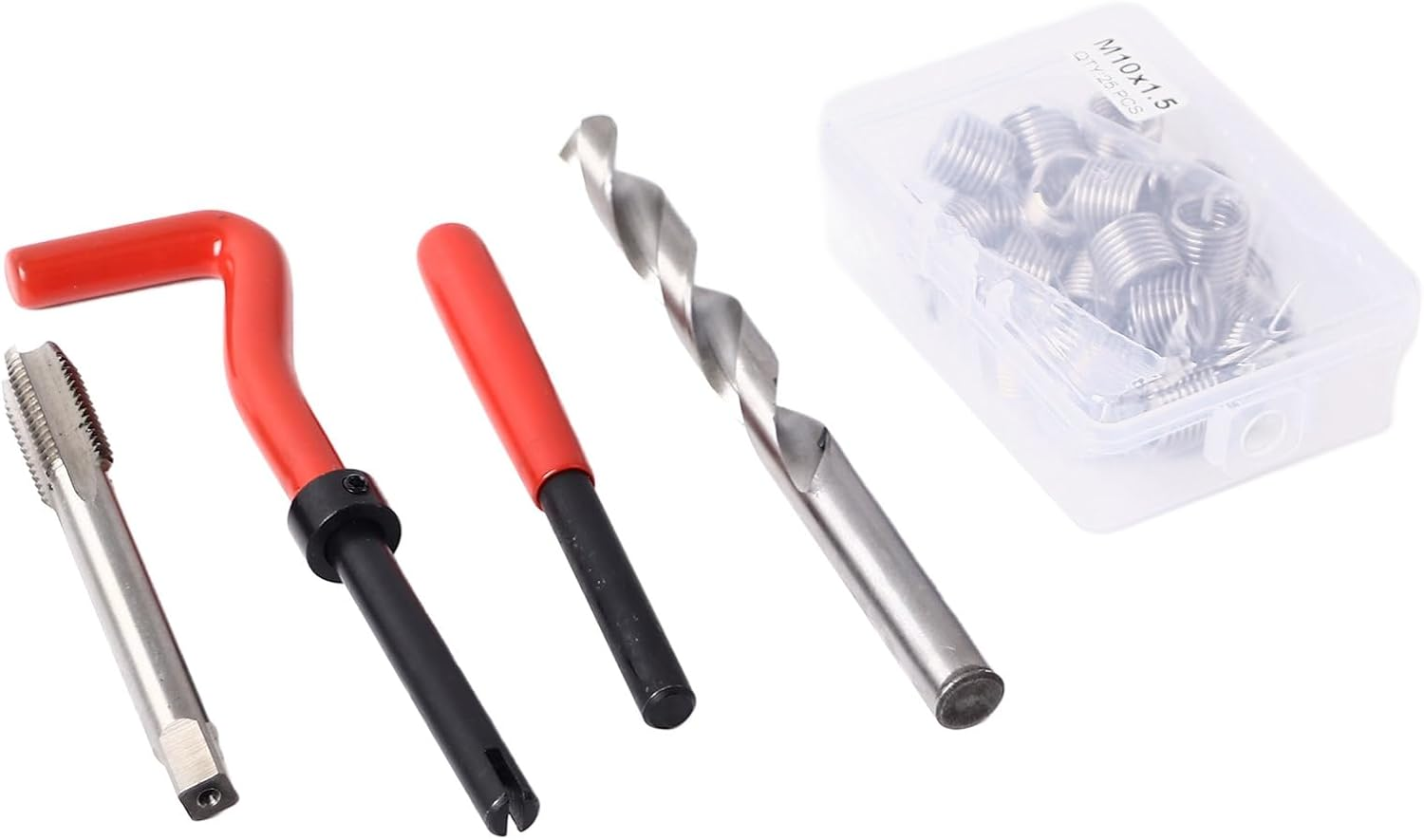 Gearwell Thread Repair Kit, Metric Imperial Thread Insert and Rethreading Set 261 Pieces with Drill Bits, Self Tapping Inserts for Automotive Parts, Switch Equipment and Thread Hole Repair