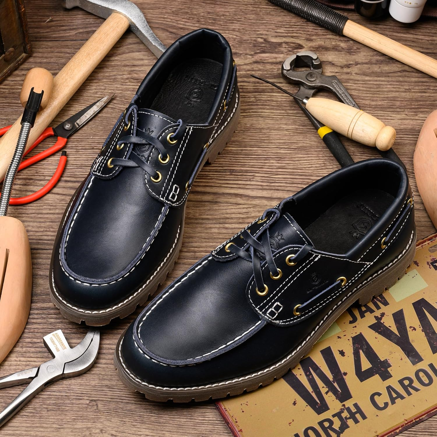 Sl-Saint 1 Handmade Men'S Classic Boat & Deck Shoes Moc Toe Lace up Full Grain Leather Comfortable Fashion Casual image number 4