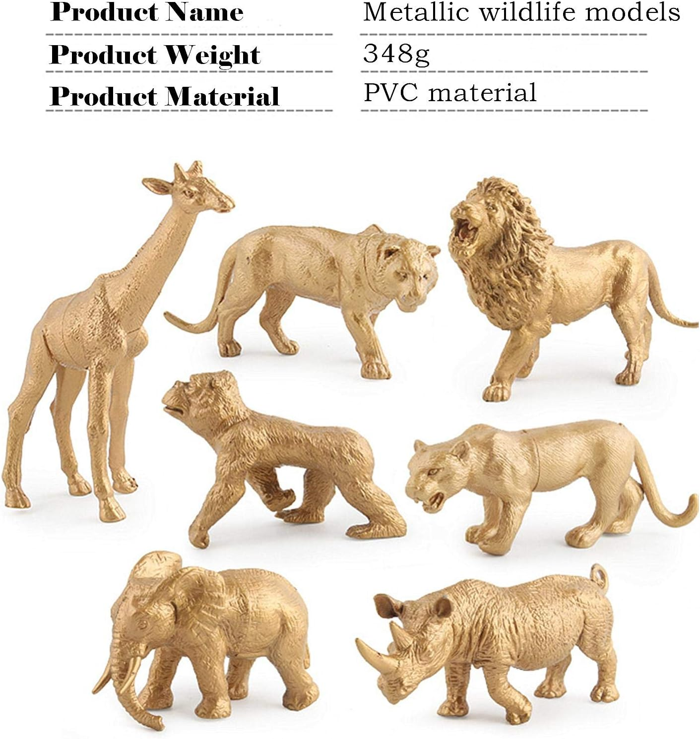 AUCOOMA Safari Animals Figures, Gold Wild Animals Figures Animals Toy for Kids, Toddlers image number 5
