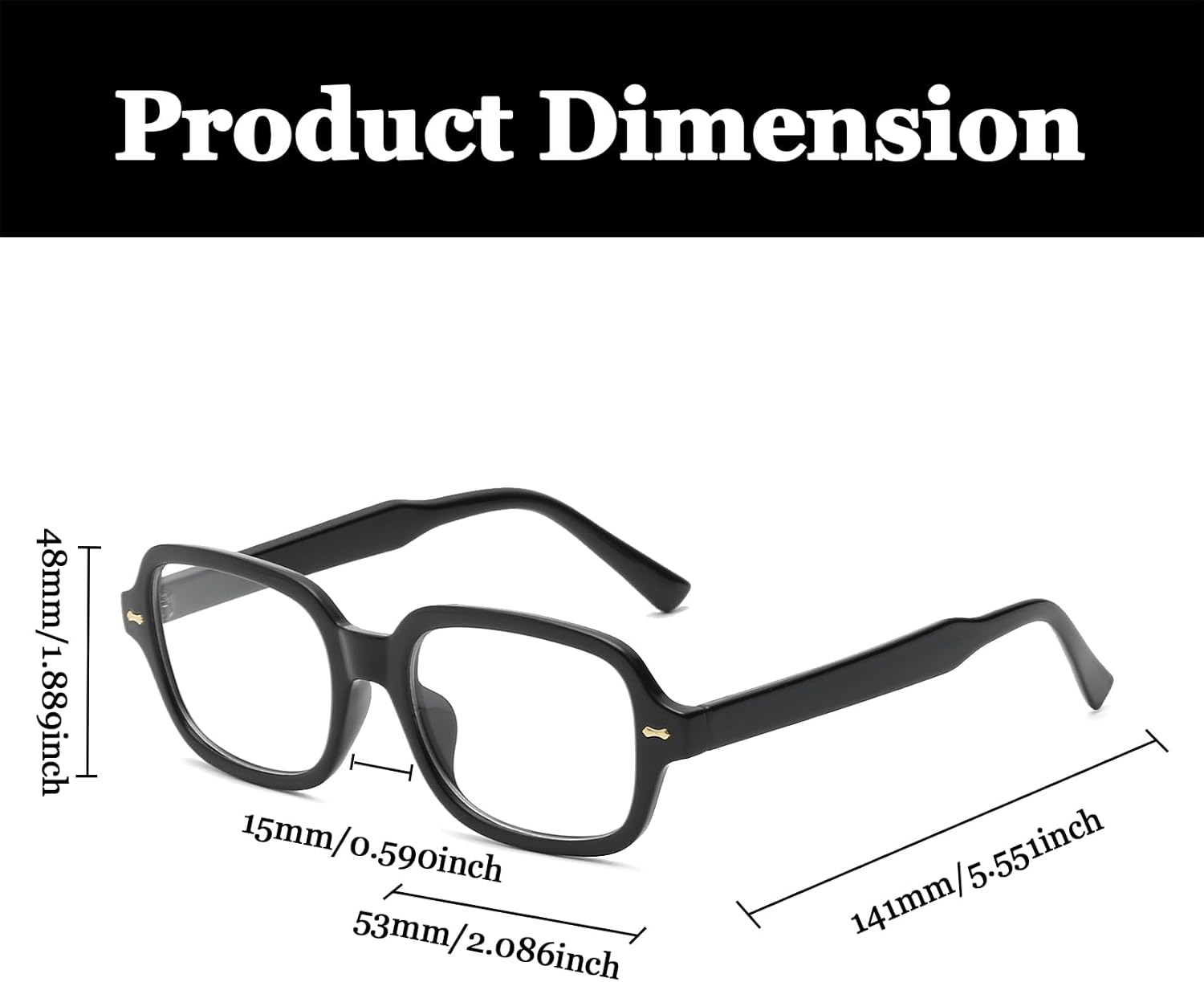 LJCZKA Rectangle Blue Light Glasses Womens Mens Computer Glasses Square Frame anti Eye-Fatigue for Reading, Texting & Gaming - Black image number 5