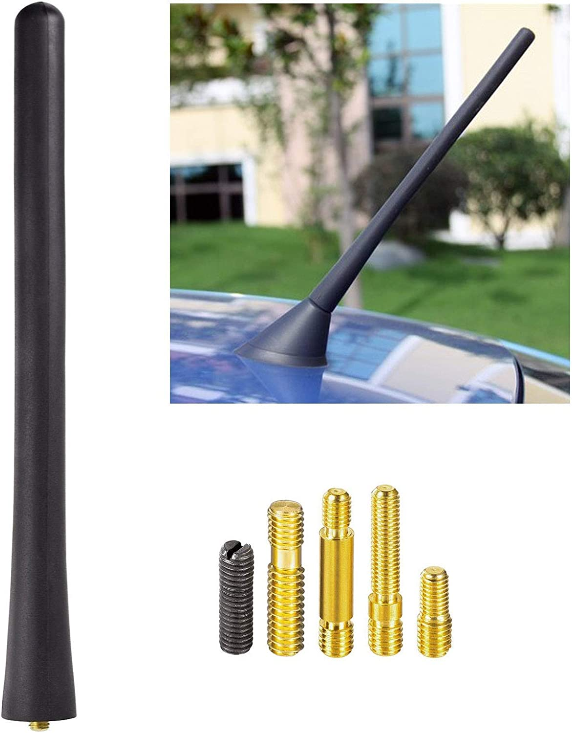 Bingfu Universal Vehicle Roof Mount Car Replacement Aerial Mast 16Cm/6.3 Inch Rubber Car Antenna image number 2