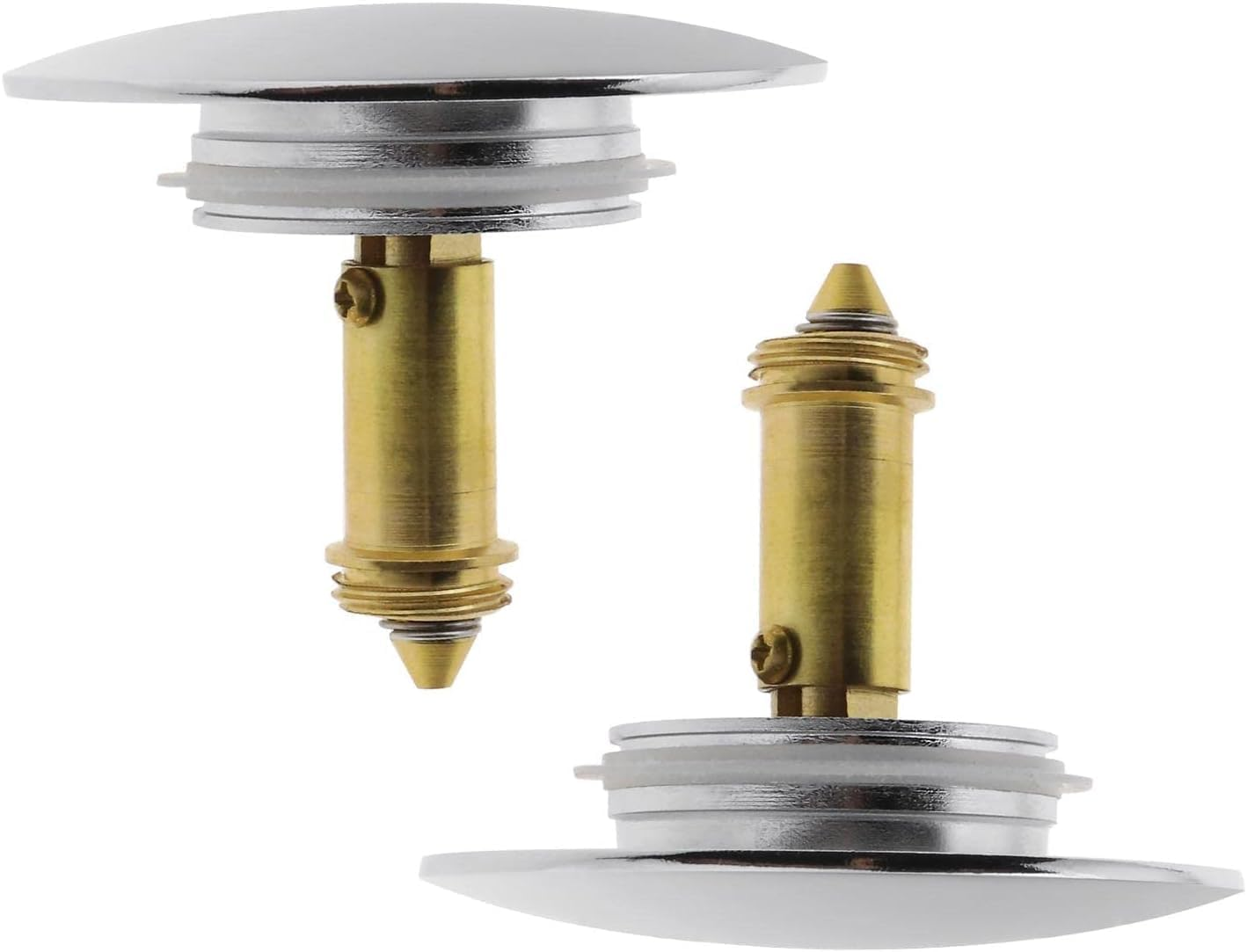 2Pcs Bathroom Sink Drain Plug Stopper, 38Mm Basin Pop up Click Clack Plug, Brass Strainer with Slotted Bolt Spring for Bath Vanity, Bathtub and Kitchen image number 6