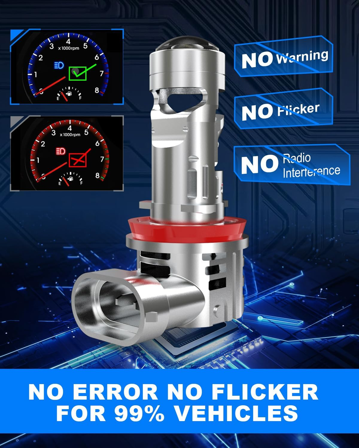 H11 LED Headlight Bulbs, KATUR Upgraded 800% Ultra Brightness 30000LM 6000K Xenon White Real 1:1 Mini Size Plug and Play H8 H9 LED Bulbs with Projector Lens, Pack of 2 image number 5