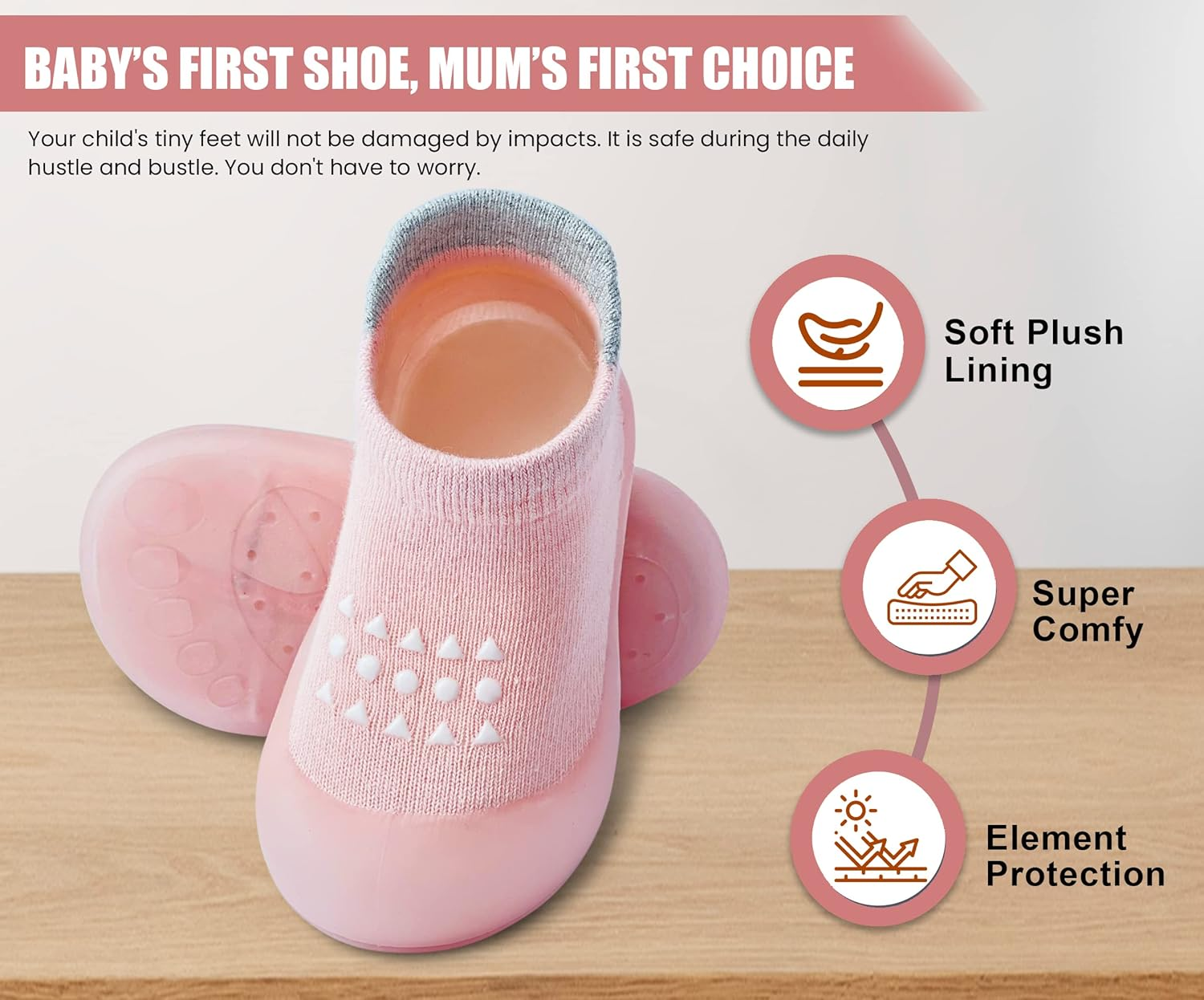 Baby Shoes Boys Girls First Walking Shoes Non Slip Soft Sole Sneakers Toddler Infant Babygirl Sock Shoes image number 4