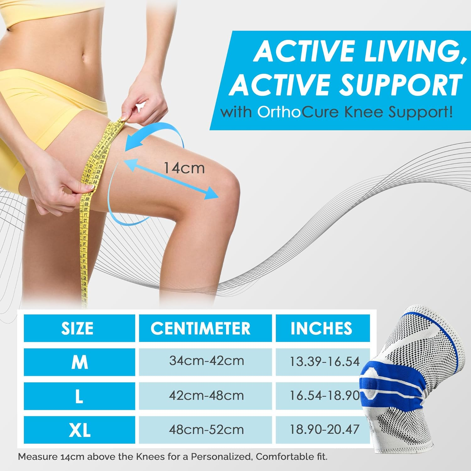 Knee Support Brace with anti Knit Fabric Compression Knee Sleeve with Patella Gel Pad & Side Stabilizers, for Advanced Flexibility, Workouts, ACL, PCL, MCL,1 Extra Large (48Cm-52Cm) image number 5