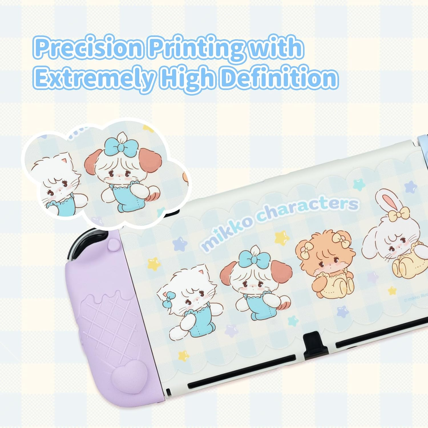 Geekshare Protective Case for Switch Oled,Slim Cover Case Compatible with Switch OLED Separable Soft Silicone Protective Shell for Game Console with 2 Thumb Grip Caps - Mikko Sweet Thoughts image number 3