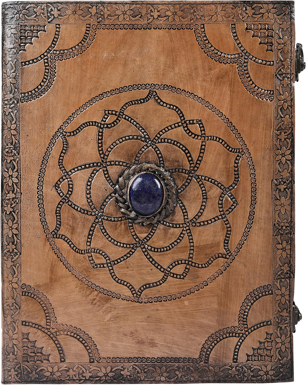 OVERDOSE Hand Embossed Stone Vintage Leather Journal - Handmade Antique Stone Journal for Students & Office for Men Women Diary Leather Sketchbook Drawing - Size 10 X 13 Inches | 25 X 33 Cm image number 1