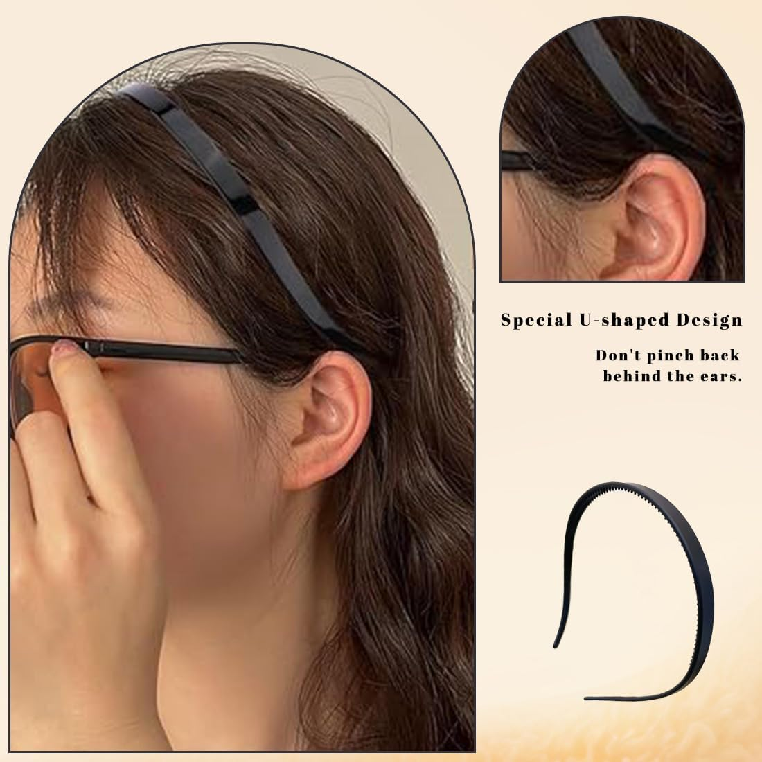 CATOR Pack of 5 Women'S Headbands, Hair Band, Women'S Zigzag Headband with Clips, Thin Headbands, Women, Matte Finish, Non-Slip, Ideal for Glasses and Everyday Use image number 5