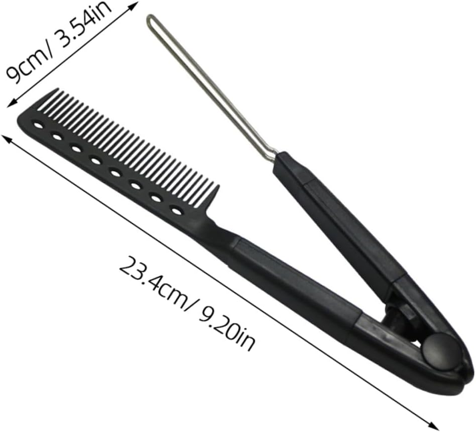 Healvian Shaped Hair Straightening Comb Brush Smooth Close Teeth Multipurpose Hair Tool for Detangling and Styling Skin Friendly Design for Comfortable Grip and Long Term Use Black image number 2