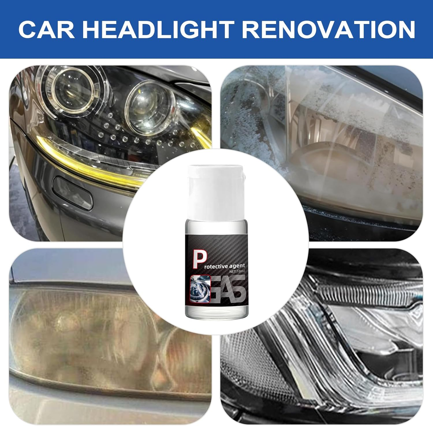 Furtryvl Headlight Restorer,Car Headlight Repair Fluid 10Ml - Long-Lasting Polishing Automotive Detailing Supplies for Maintenance Vehicle Restoration Safe Driving Daily Care image number 3