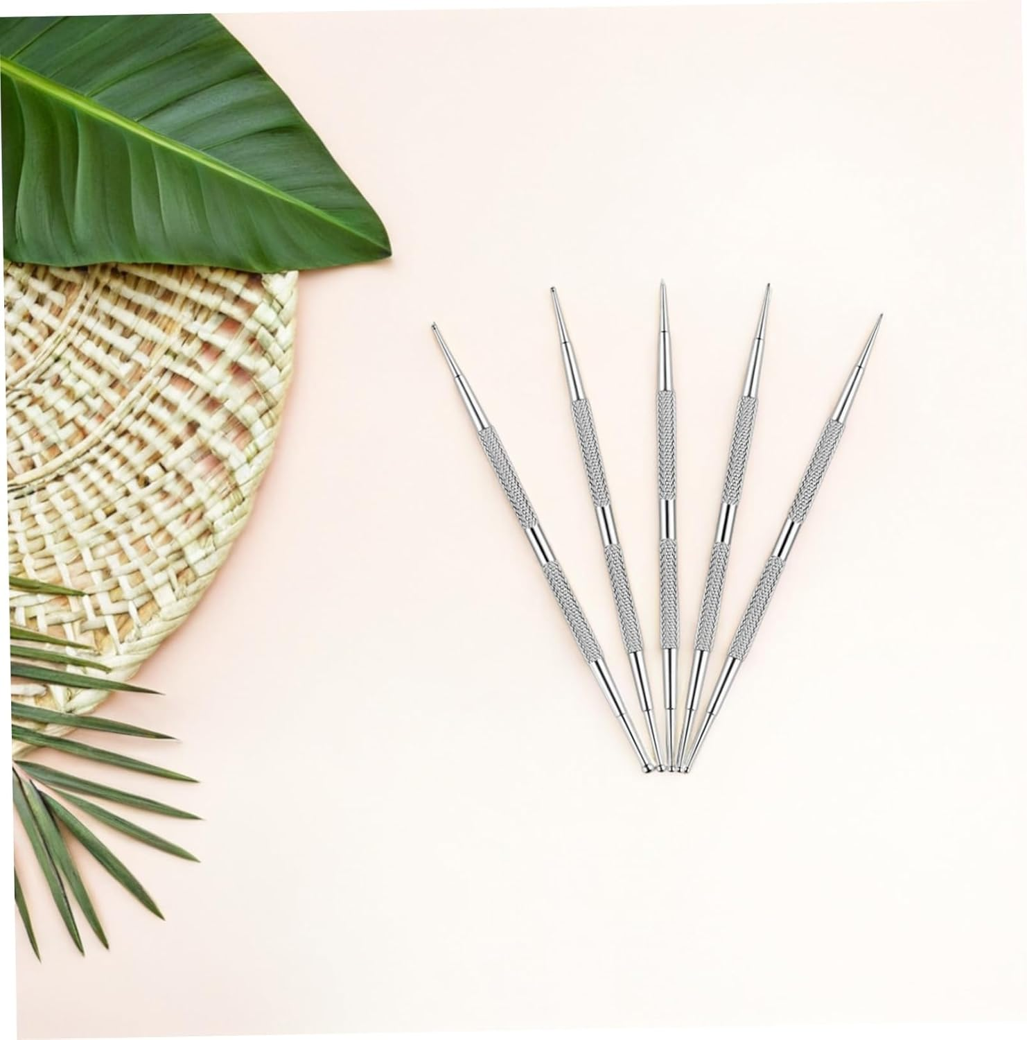 Healvian 5Pcs Nail Art Drill Pen Nail Design Dot Tool Silver Stainless Steel image number 4