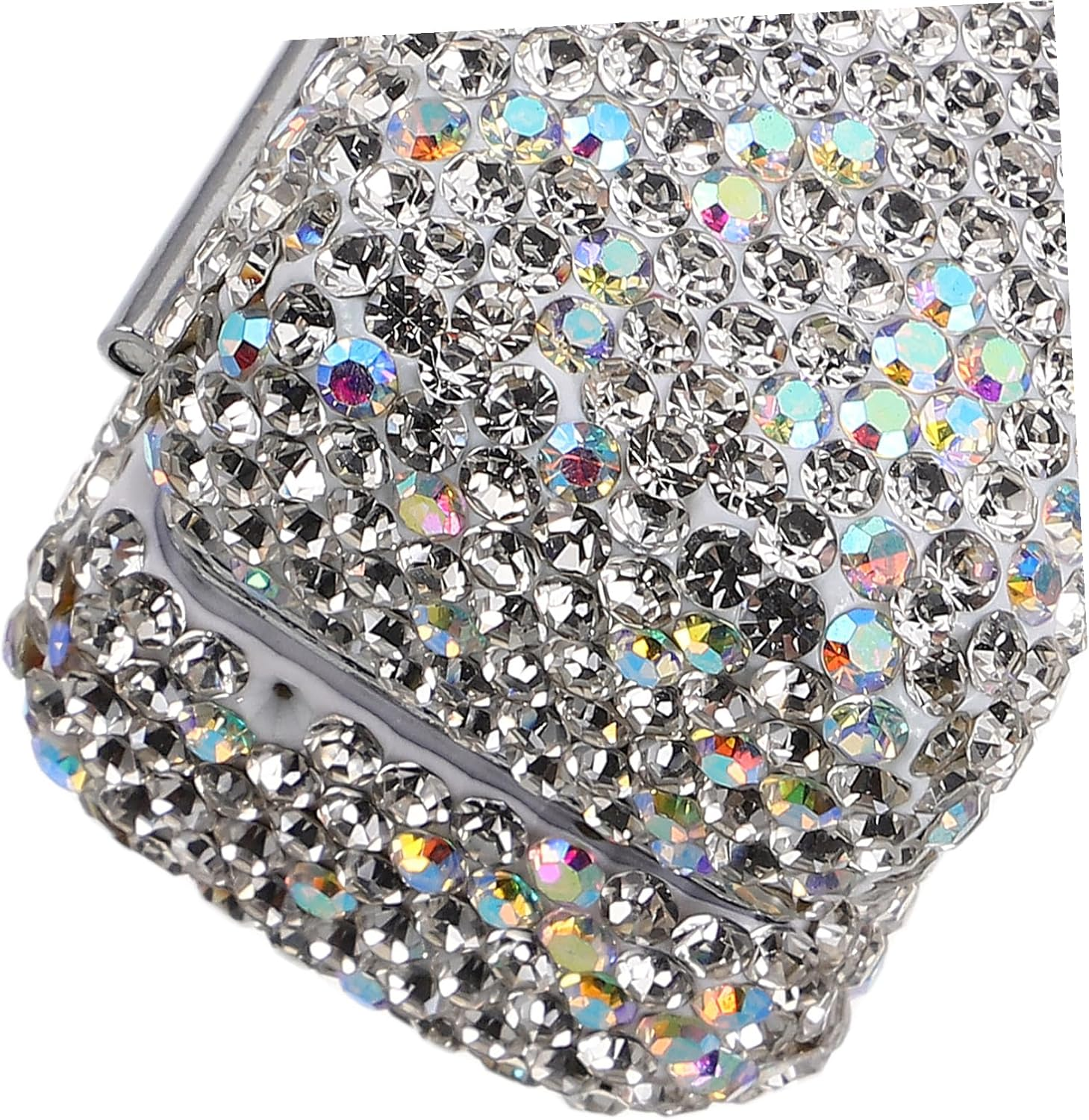 HAMPPLIES Bling Rhinestone Lipstick Case with Built Mirror Single Lipstick Storage Holder for Travel Portable Makeup Organizer with Shiny Diamond Decoration Elegant Purse Accessory image number 3