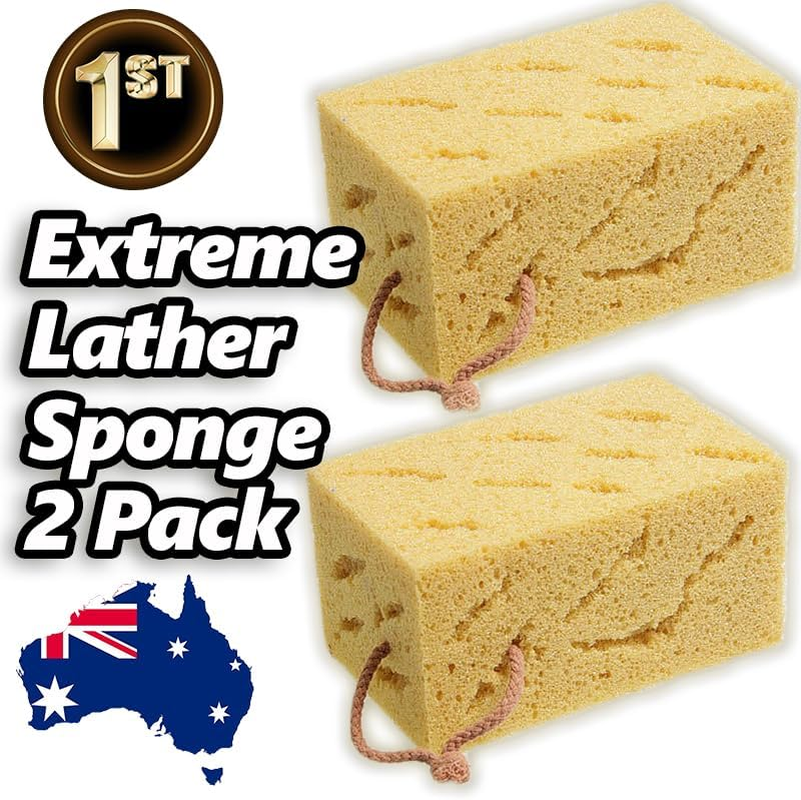 Strike Natural Composite Sea Sponge 2-Pack for Car Wash &ndash; Ultra Lather, Scratch-Free Scrub, Hang-Dry Rope, Textured Surface, Approx. 10X17X9Cm &ndash; Eco-Friendly & Reusable image number 3