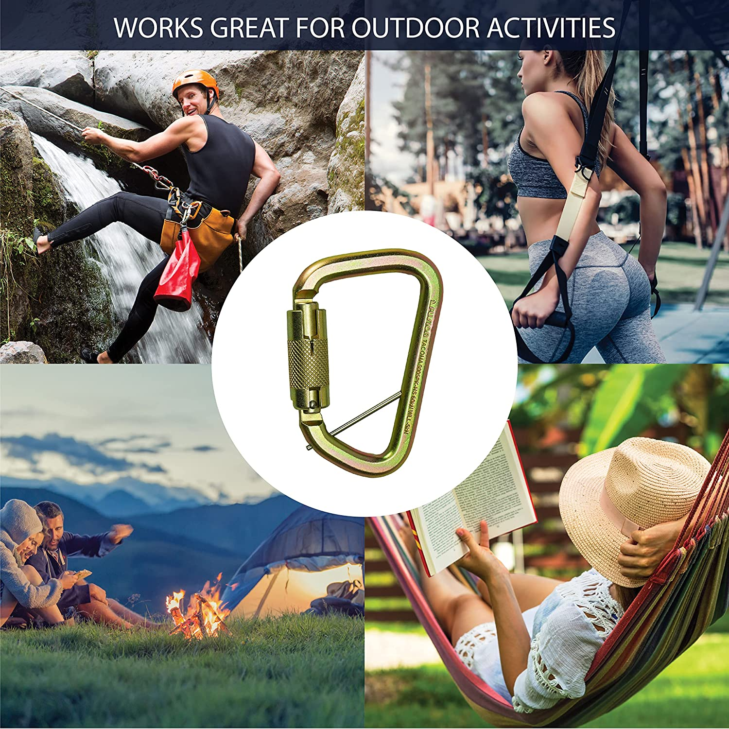 Fusion Climb Tacoma Steel High Strength Auto Lock Modified D-Shaped Steel Carabiner, Steel Clip image number 2