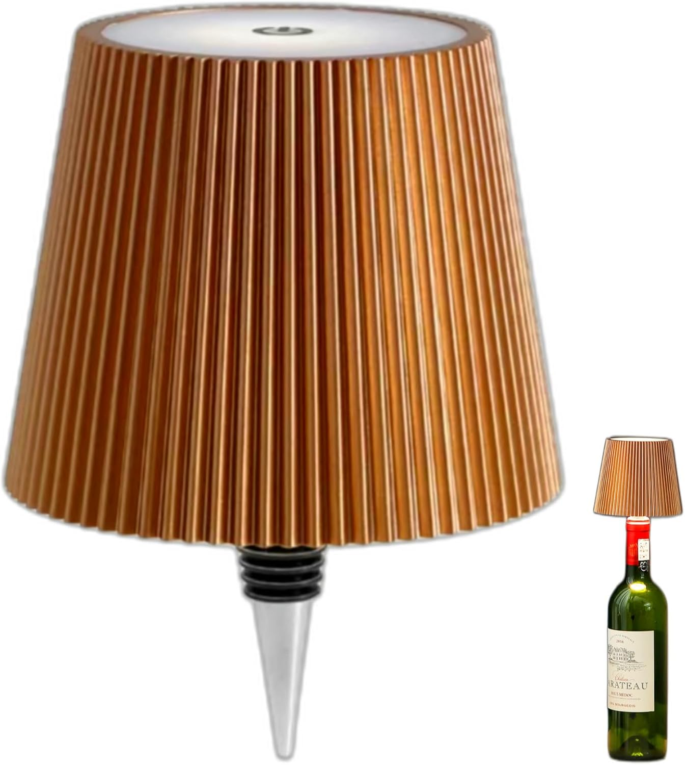 Brabola Wireless Bottle Lamp, Wine Bottle Lamp Kit for Liquor Bottles 3 Color Dimmable Battery Operated Rechargeable Table Lamp Shade for Restaurant, Home,Home, Office, Bar, Christmas (White)