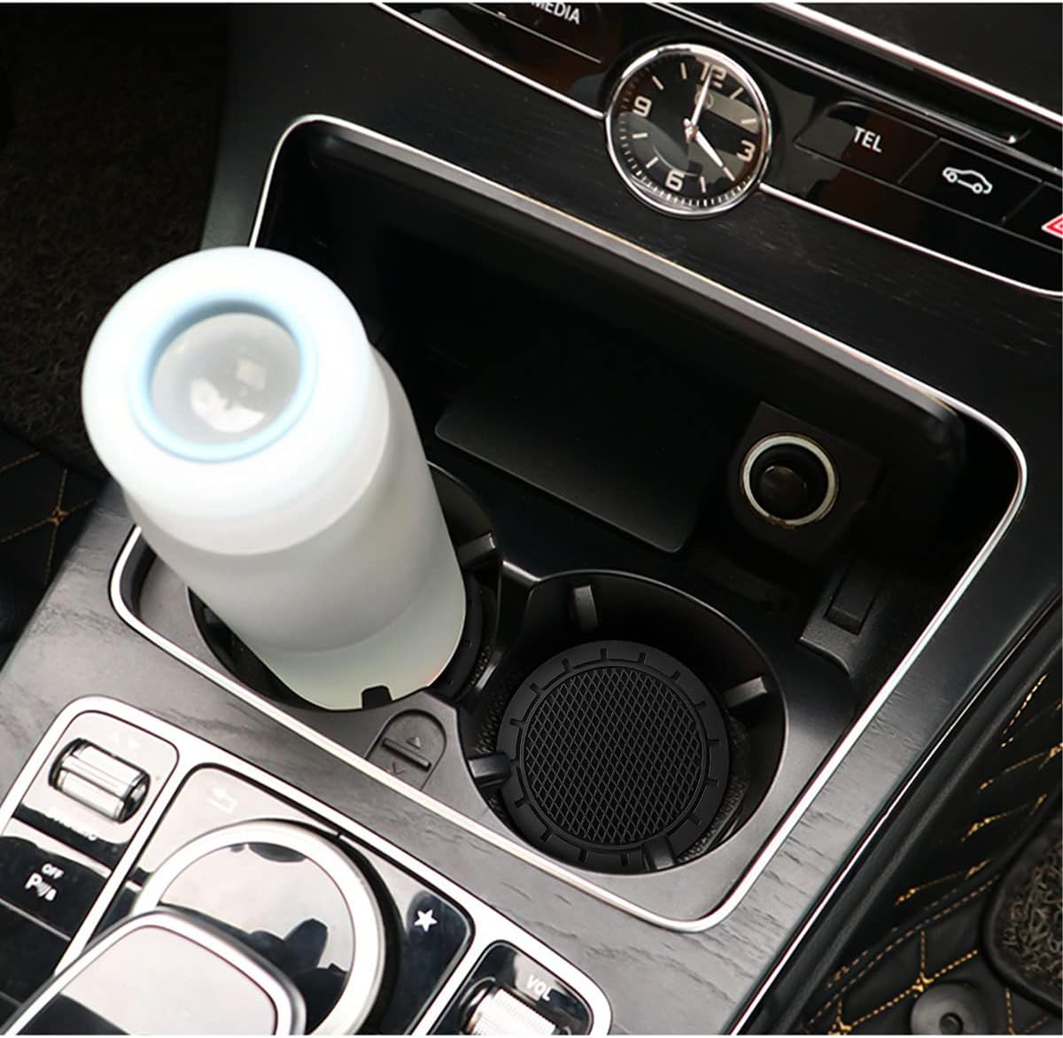 4 Pack Car Cup Holder Coaster, 2.75 Inch Diameter Non-Slip Universal Insert Coaster, Durable, Suitable for Most Car Interior, Car Accessory for Women and Men (Black) - Blue image number 2