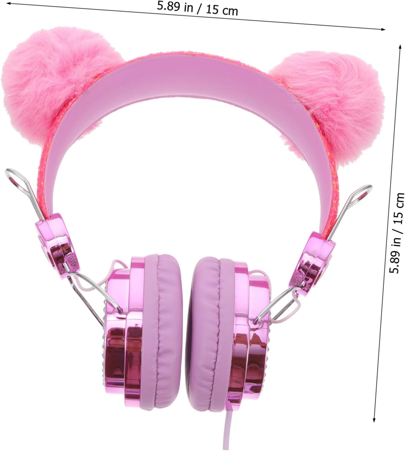 COHEALI Kids over Ear Headphones with Microphone Rhinestone Glitter Furry Ball Wired Headset for Children Pink Fuzzy Earphones Suitable for Online Study and Gaming Random Color image number 5