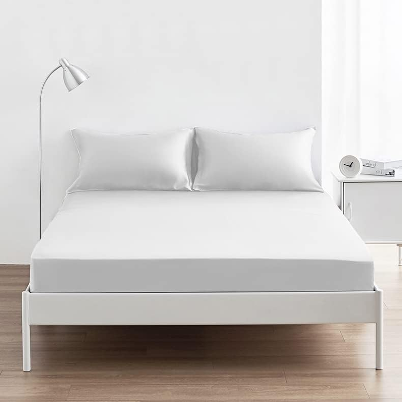 1000TC 100% Luxury Egyptian Cotton Fitted Sheet Set Anti-Pilling | INCL Fitted Sheet $ Pillowcases - NO Flat Sheet (White, Double) image number 4