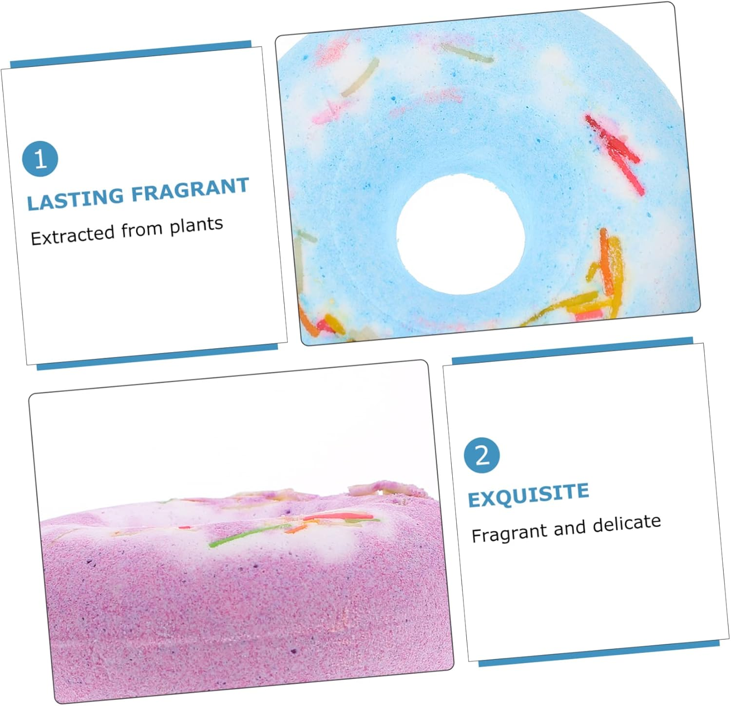 OSOLADY 4Pcs Doughnut Shape Bath Set Bath Salt for Skin Moisturizing and Exfoliation Random Colors for Home Travel and Hotel Use image number 3