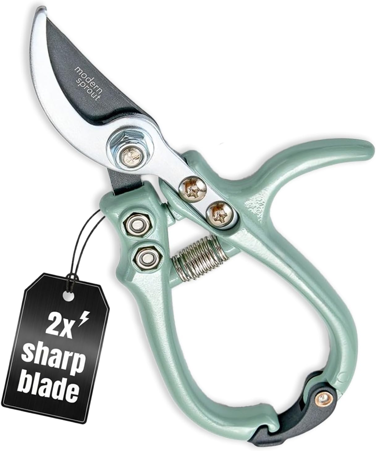 Modern Sprout Hand Pruners - Lightweight Pruning Shears W/Easy Lock- Gardening Scissors - Bypass Sharp Carbon Steel Blade - Rust Resistant - Garden Tools - Reusable Holster - Sage - Chartreuse image number 5
