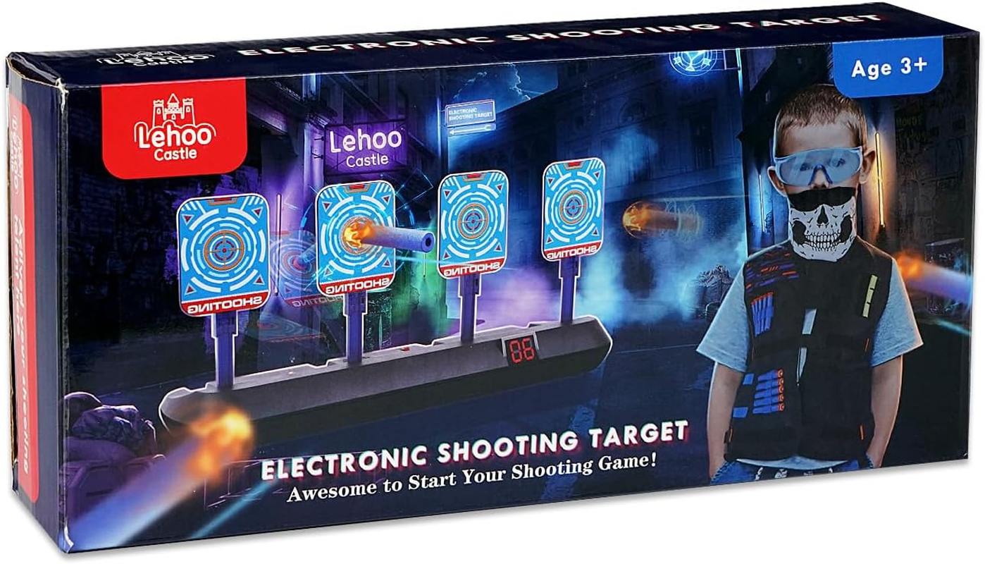 Lehoo Castle Electronic Shooting Target for Nerf Gun Foam, Digital Target 4 Dart, Tactical Vest Kit for Boys and Girls - Black image number 4
