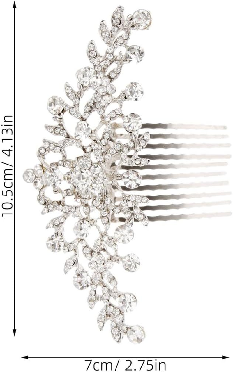 POPETPOP Hair Clip with Diamonds Vintage Silver Hair Side Combs Hair Comb Made of Silver Vintage Alloy Wedding Hair Comb with Rhinestone Beads Rhinestone Comb Wedding Dress Women'S Hair Pin image number 1