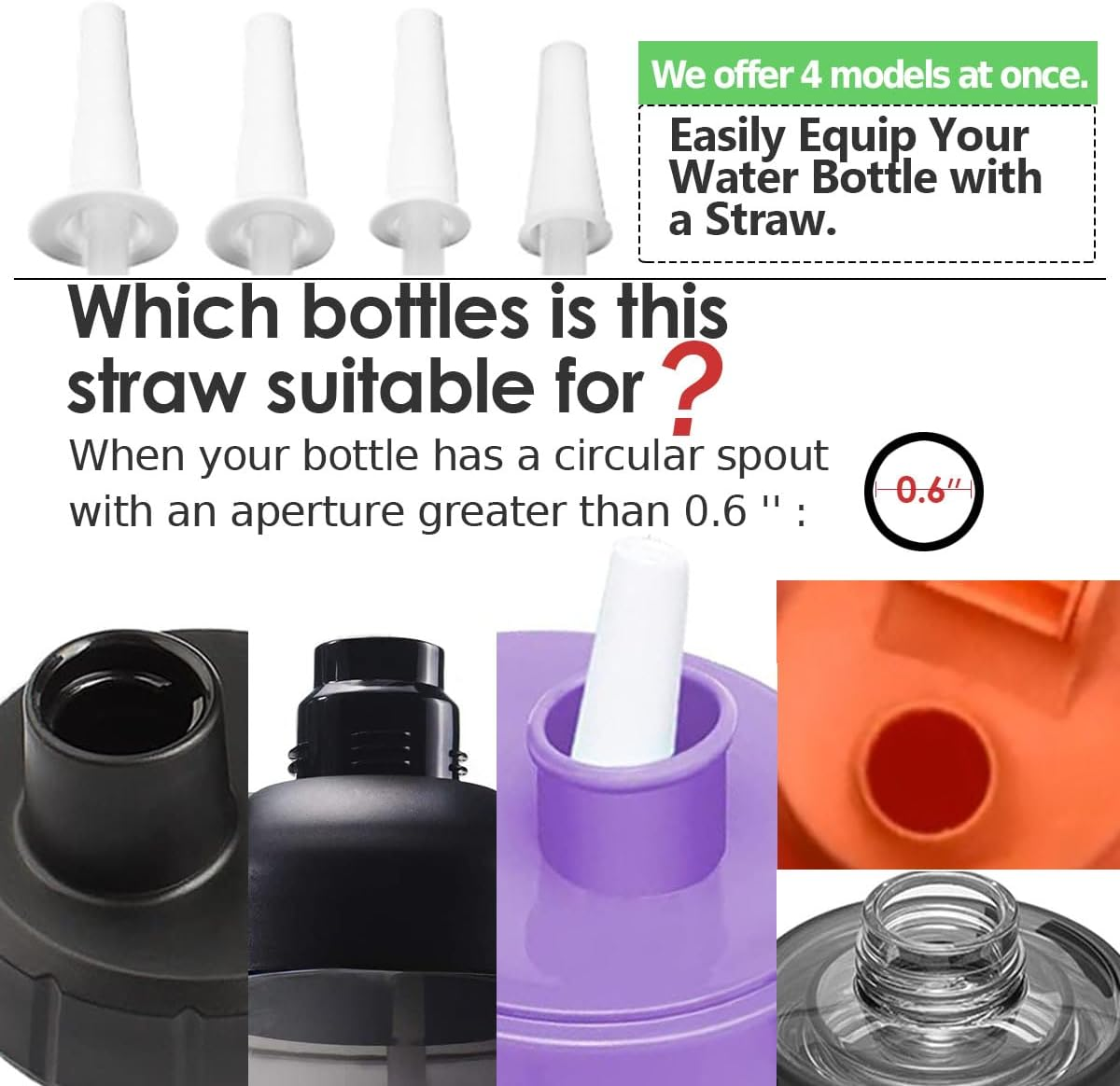 Delove Universal Long Straws for Gallon Water Bottles - Attach a Straw to Your Sports Jug - Cut Size to Fit Any Bottles - Replacement Straws -Half Gallon/32Oz/64Oz/128Oz - Set of 4 image number 3