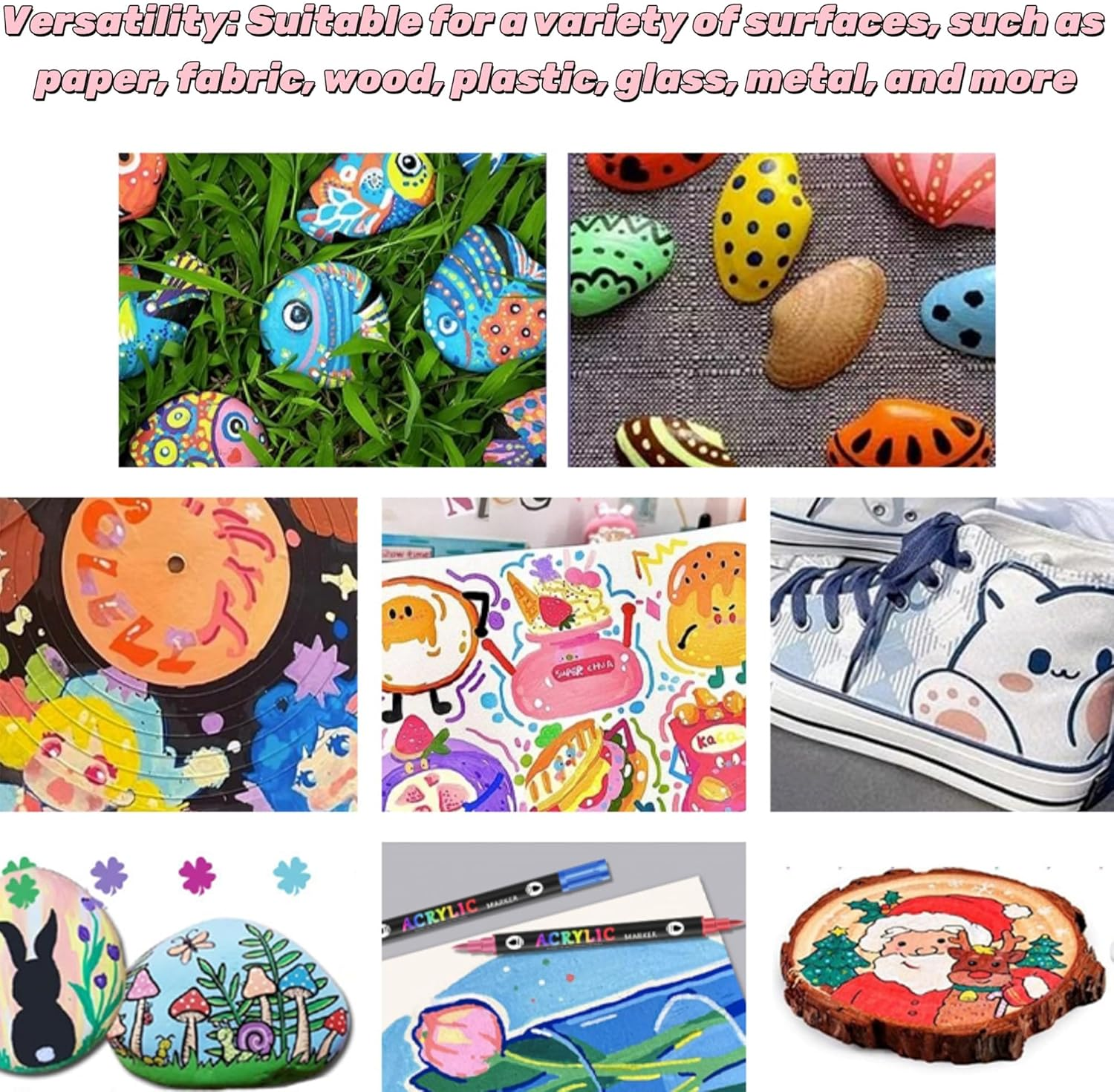 48 Color Acrylic Marker Pen for Painting, Ceramics, Wood, Plastic, Calligraphy, Scrapbook, Brush Engraving, Business Card Printing, DIY Crafts, Double Pointed Dual Color Rock Art Marker Pen. 24Pack image number 4