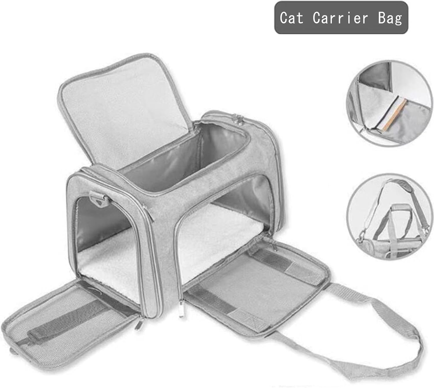 New Upgraded Soft Sided Pet Carrier, Airline Approved, Lockable Zippers, Breathable Dog Carrier for Small Medium Cats and Puppies up to 15 Lbs, Small Dog Carrier - Grey image number 3