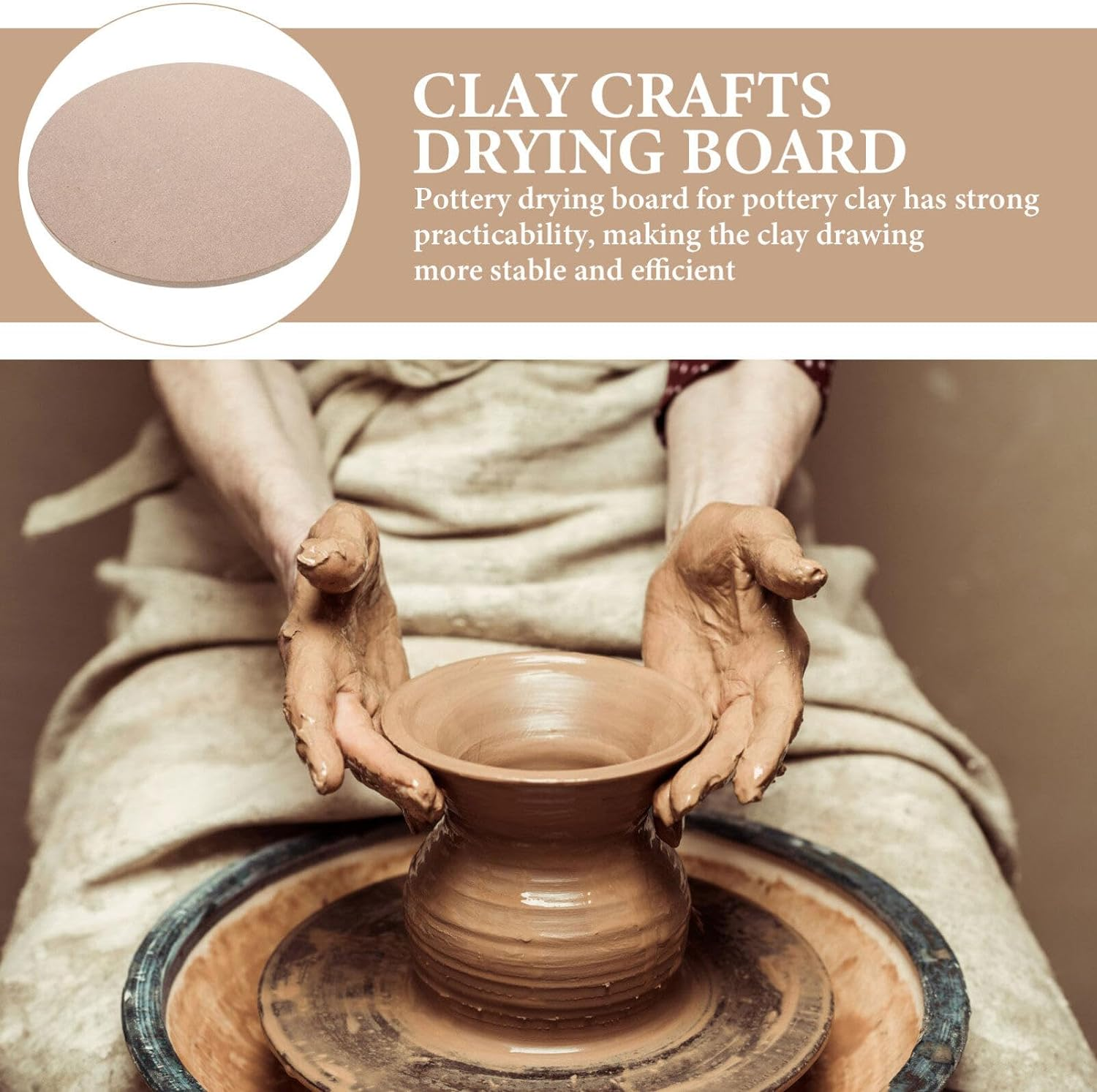SEWACC Making Ceramics Balanced Bat round Fiberboard Pottery Wheel Bat Ceramic Arts Drying Board Holding Clay Board Balanced Pottery Tools for Clay Making Ics 30Cm image number 5