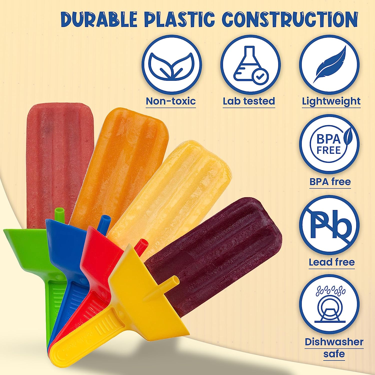 THE ORIGINAL Pop No Drop Popsicle Holder - BPA Free & Dishwasher Safe - Mess-Free Frozen Treats Holder with Straw - No Drip Drop Ice Pop Popsicle Holders for Kids & Adults - 2 Random Color (Not 4) image number 1