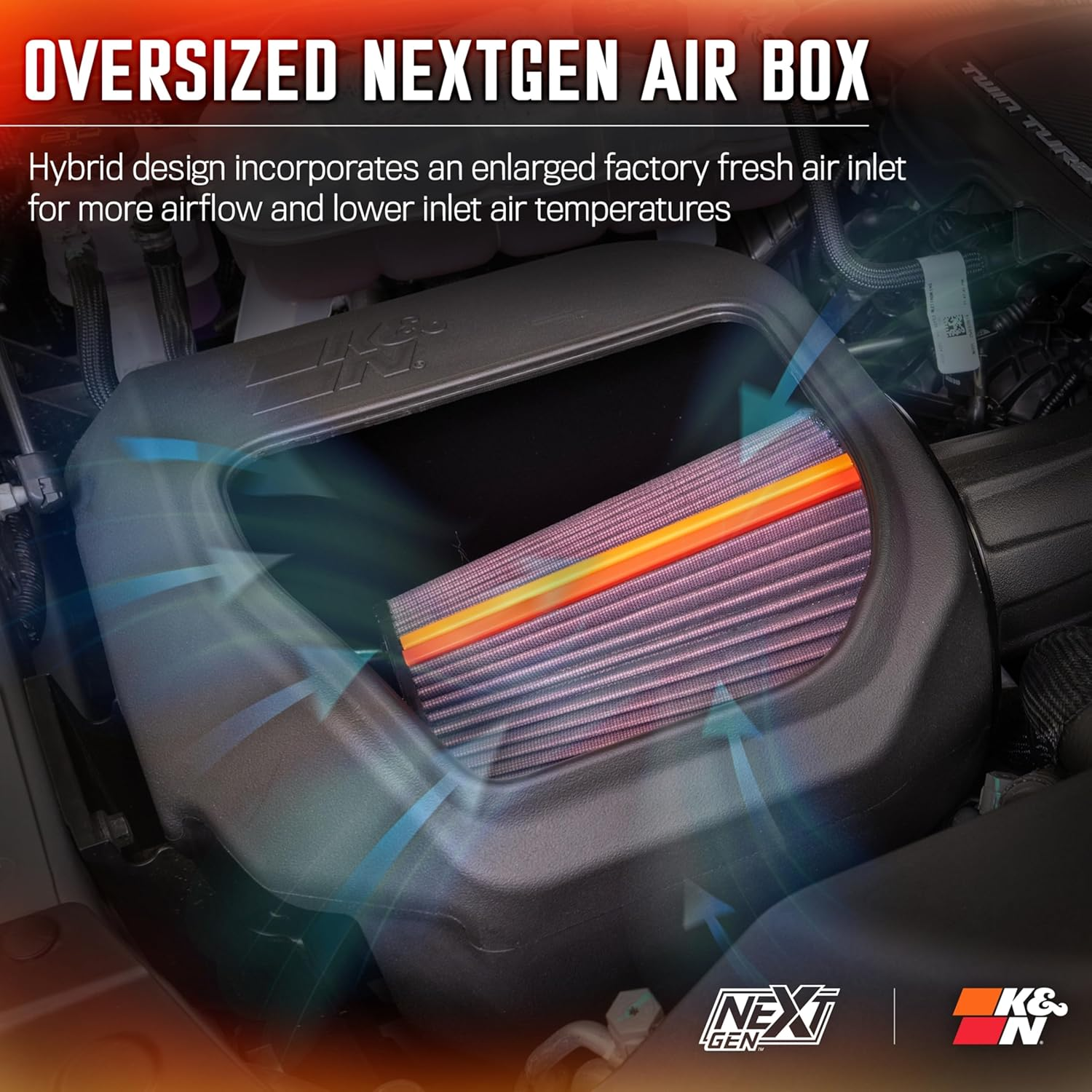 K&N Cold Air Intake System: High-Flow Air-Filter, Increase Performance & Horsepower: Compatible with 2025 RAM 1500 L6-3.0L TT F/L, 50-1598 image number 3