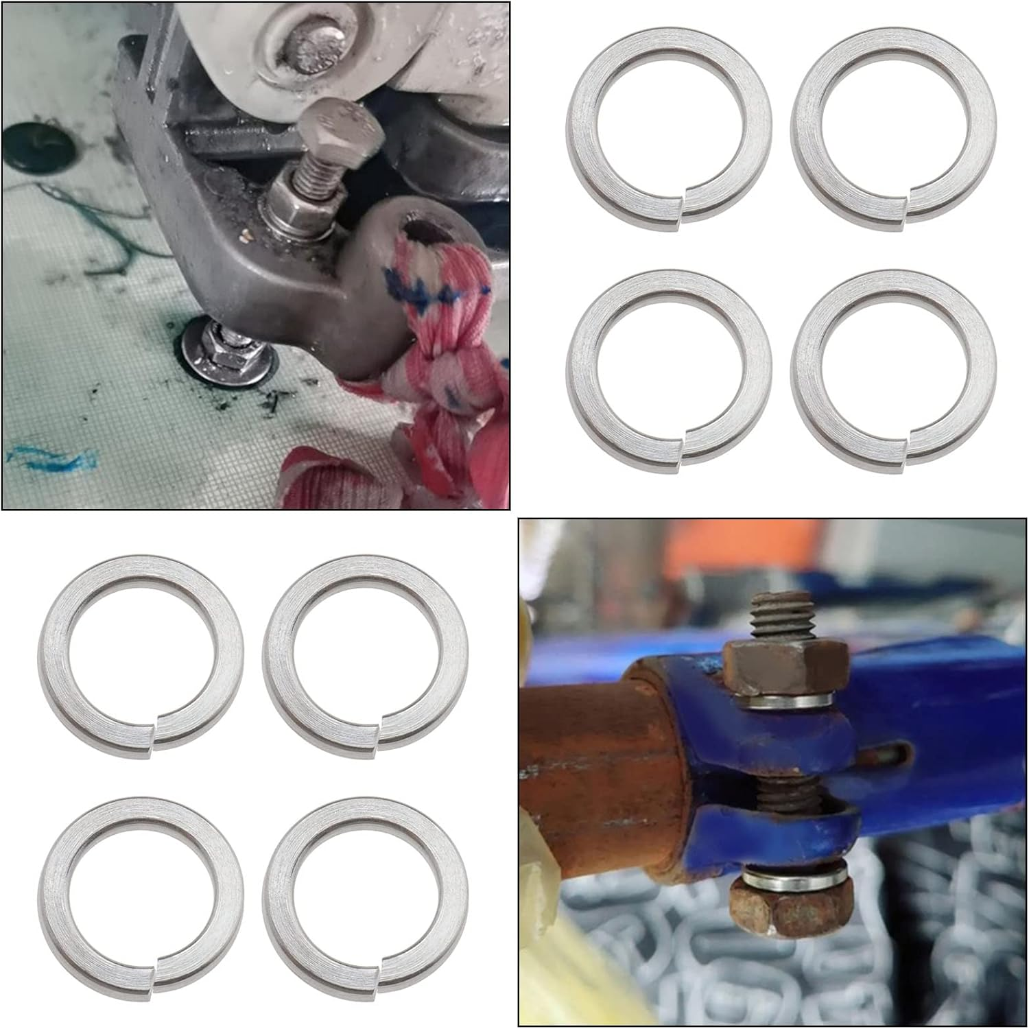 Emagtech 60PCS M10 Spring Washers Stainless Steel Split Ring Helix Lock Washer Single Coil Square Section Shim Gasket Ring for General Purpose Engineering image number 2