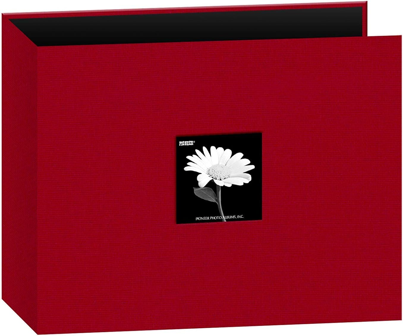 12X12 Fabric Frame 3-Ring Binder Scrapbook, Black - Red