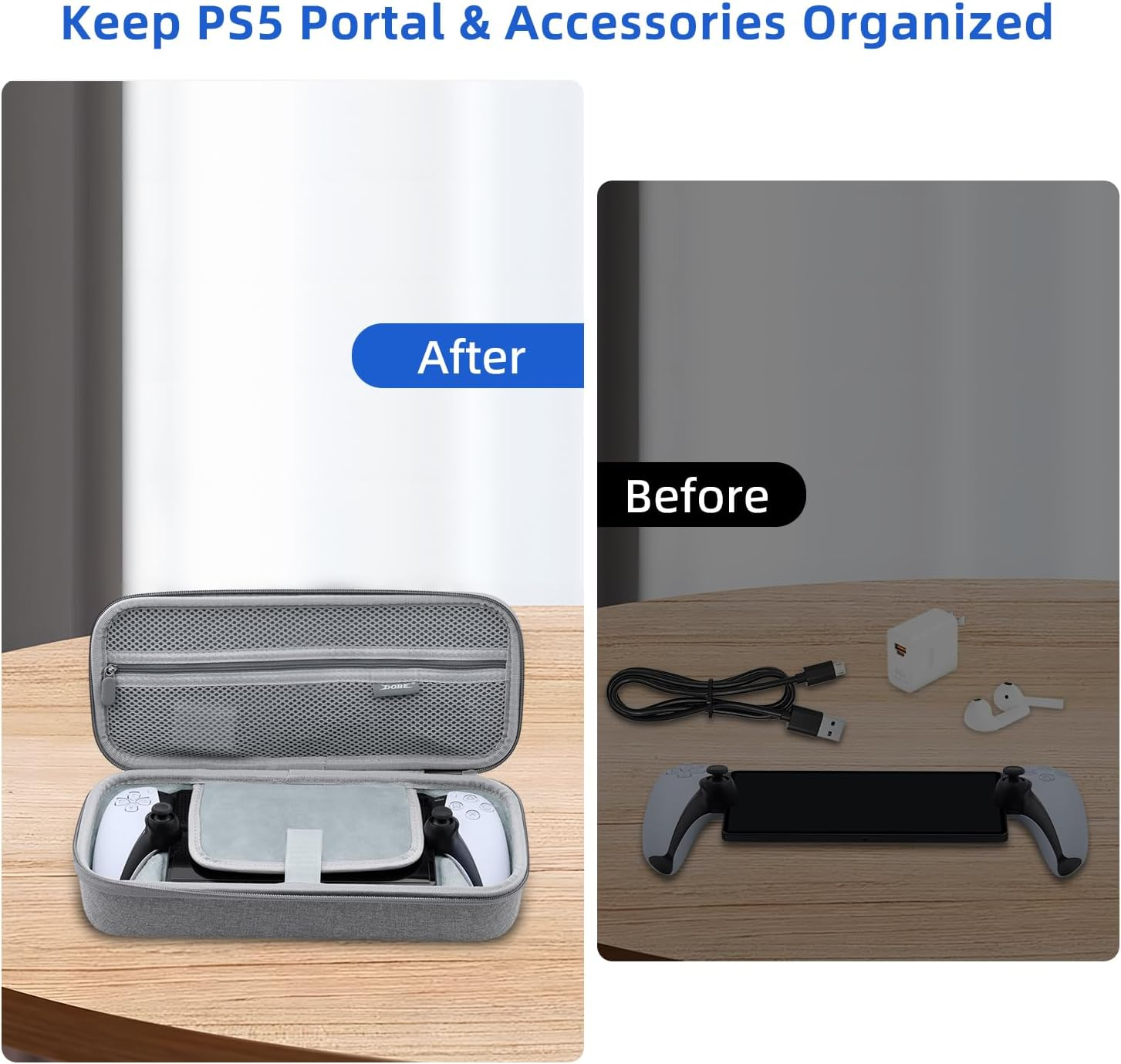 Mcbazel Hard Shell Carrying Case for PS Portal - Portable Travel Storage Bag with Protective Shell, Accessory Pockets for Console - Grey image number 4