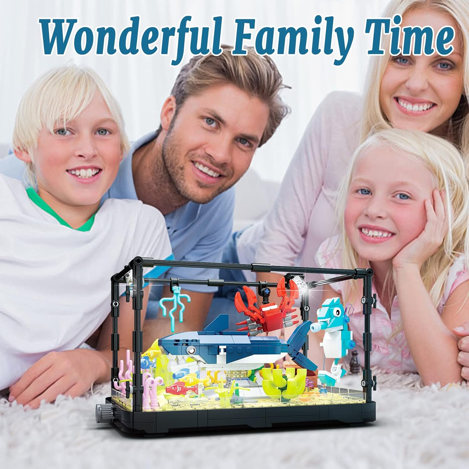 Creator Shark Fish Tank Building Kids Toys Set with Light, Shark Building Construction Toys Sets, Ideas Gifts for Kids, Boys and Girls, Adult, Nice Aquarium Decor for Ocean Lovers (648 PCS) image number 3