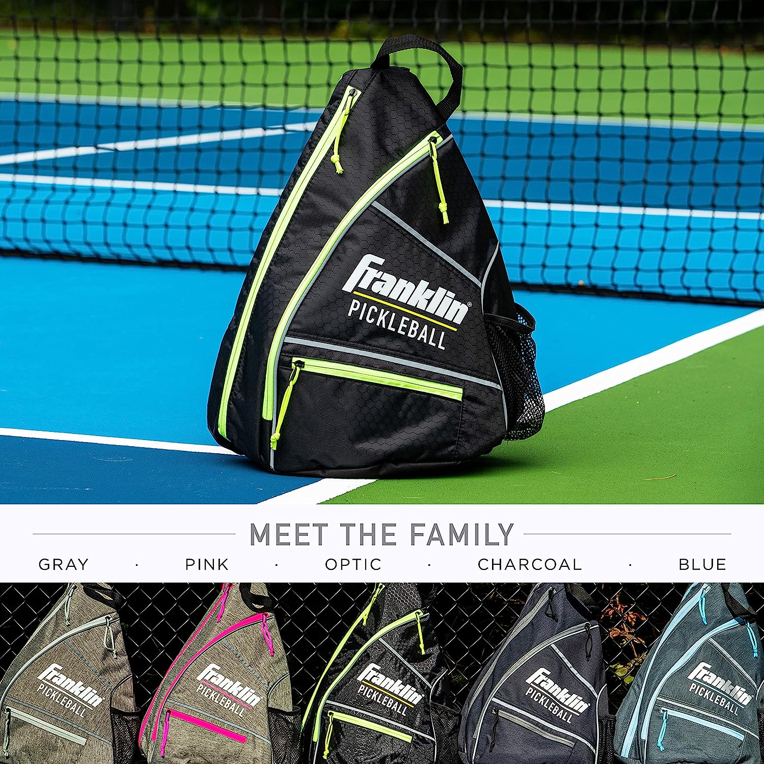 Franklin Sports Pickleball Sling Bag &ndash; Official Pickleball Bag of the U.S. Open Pickleball Championships &ndash; Adjustable - Black/Optic Yellow image number 3