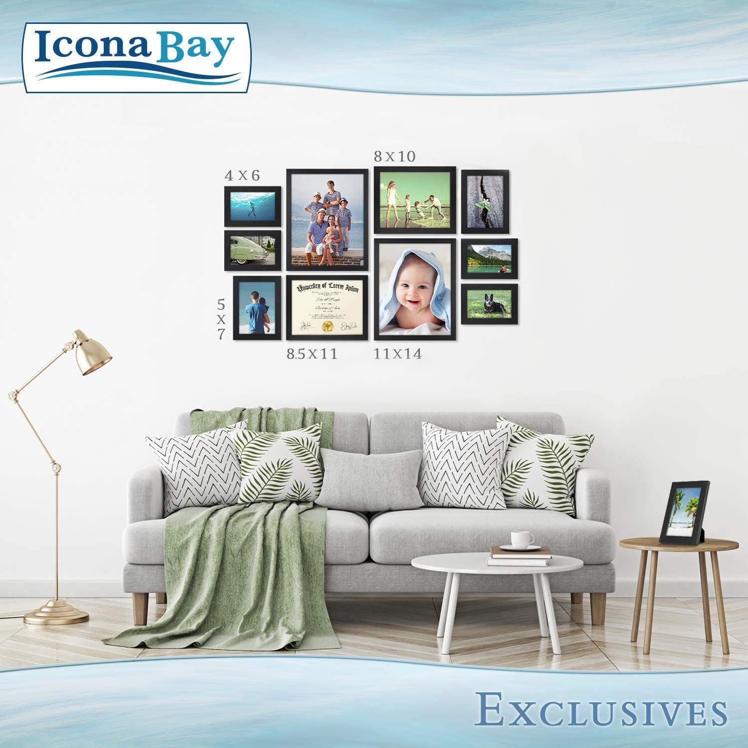 Icona Bay 11X14 Picture Frame (3 Pack, Black), Sturdy Wood Composite Photo Frame 11 X 14, Wall or Table Mount, Set of 3 Exclusives Collection image number 3