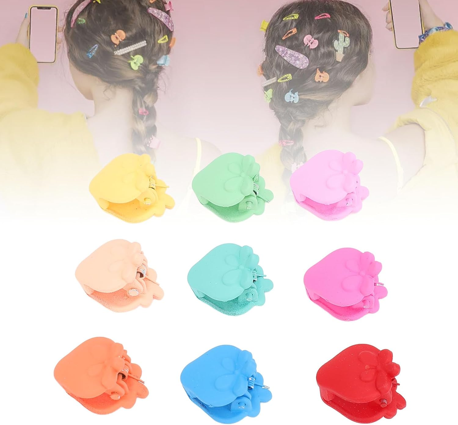 100Pcs Small Hair Claw Clips, Colorful Kawaii Resin Claw Hairpins, Non Slip Colorful Mini Jaw Clips Hair Clamps for Fine Hair, Toddlers, Women, Baby, and Little Girls image number 4