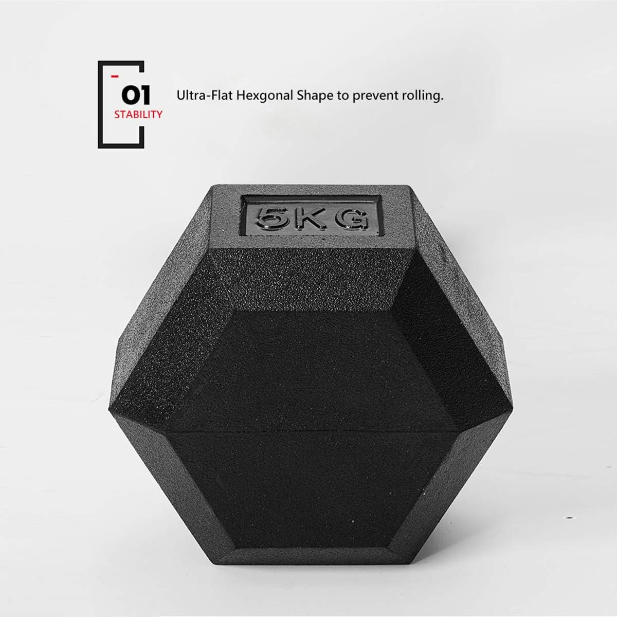 METEOR Hex Dumbbell Sets &ndash; Flat Bottom Rubber Coated Dumbbells, Exercise Weights with Ergonomic Steel Handles, for Strength Training, Body Building, Weightlifting, Workout, Gym, Fitness image number 1