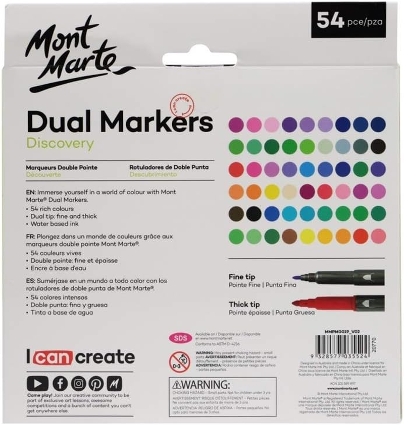 Mont Marte Discovery Dual Tip Markers (54 Pieces)