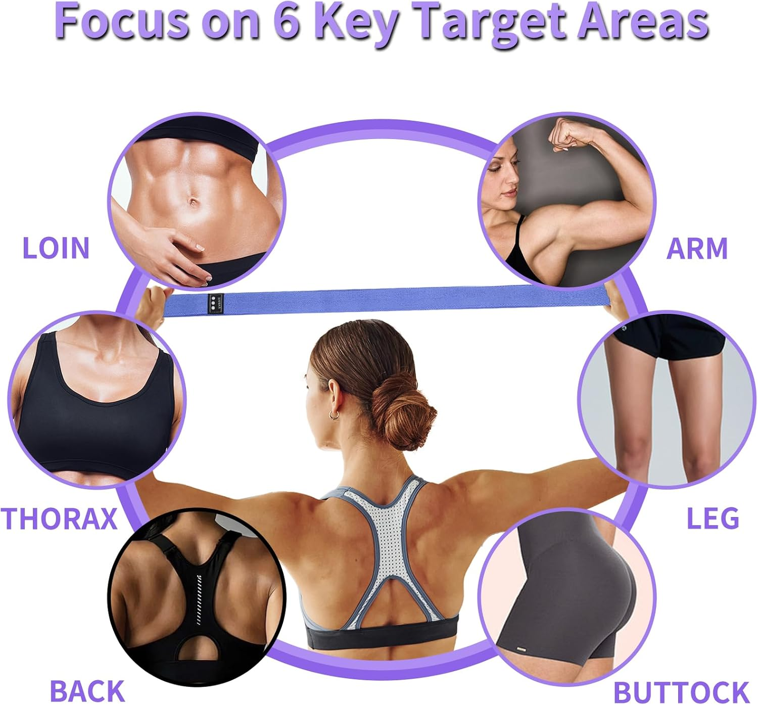 CEILIWEN Resistance Bands Set of 3, Long Fabric Resistance Bands with 3 Resistance Levels for Full Body Workout, Pull up Loop Bands for Women/Men Strength Training, Yoga, Pilate, Fitness image number 4